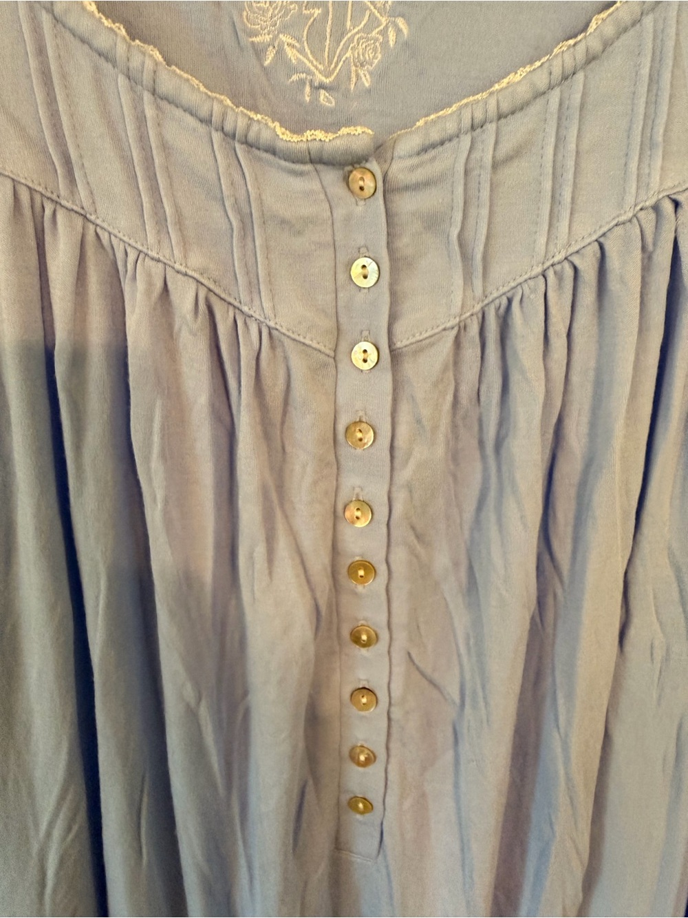 Eileen West Light Blue Button-Front Maxi Nightgown - Picture 3 of 5